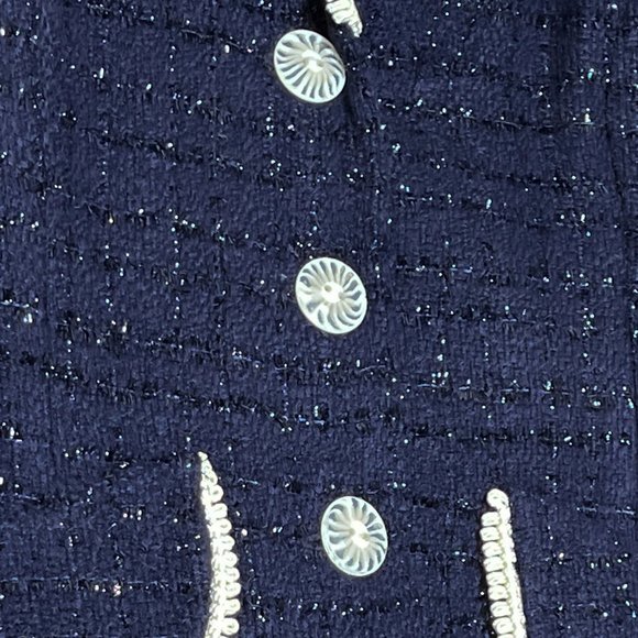 Julian Taylor Sparkly Textured Black Checked Pattern Coat Size 4P - Picture 6 of 9